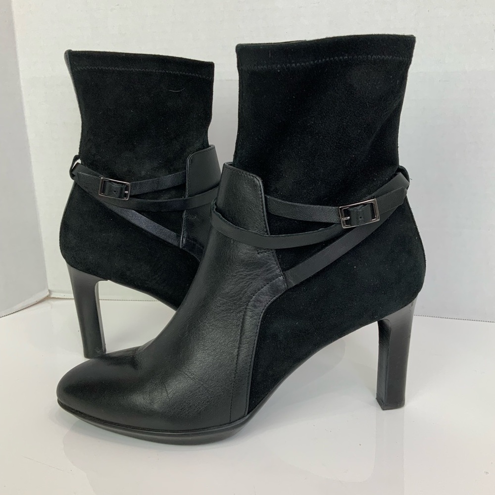 Aquatalia Sz 10 Ryann Black Suede‎ & Leather Harness Strappy Weatherproof Boots